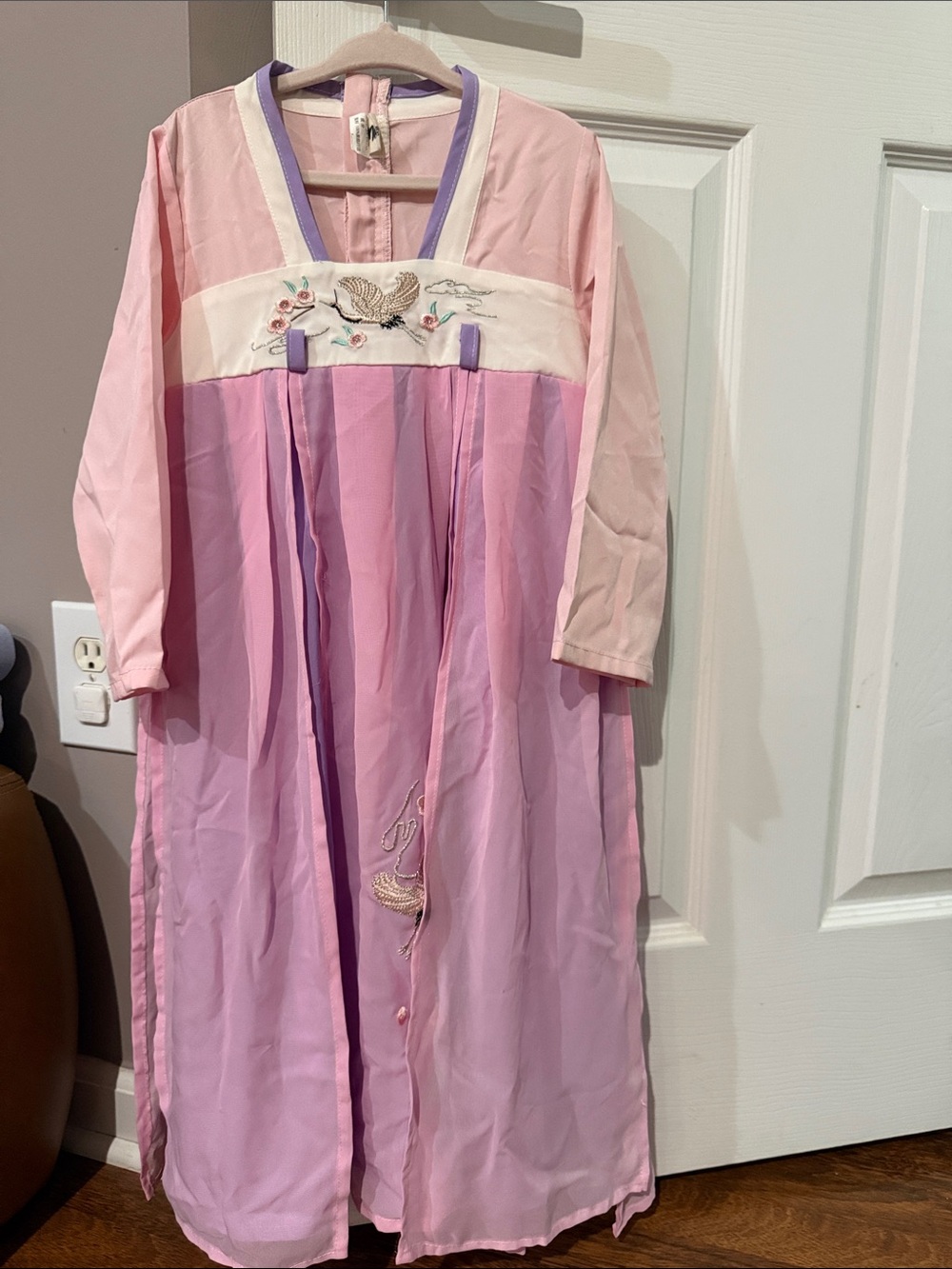 Girls Pink Lavender Embroidered Chinese Dress